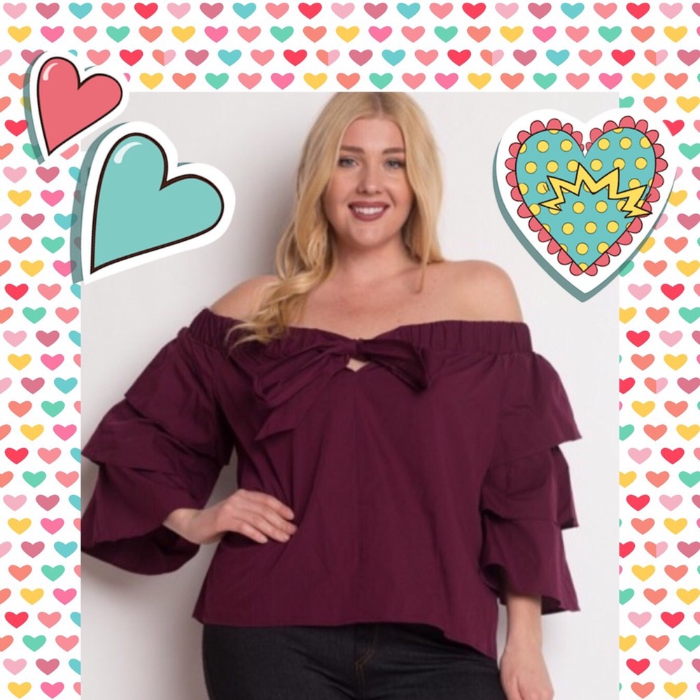 🌷PLUS Off-the shoulder ruffle top🌷